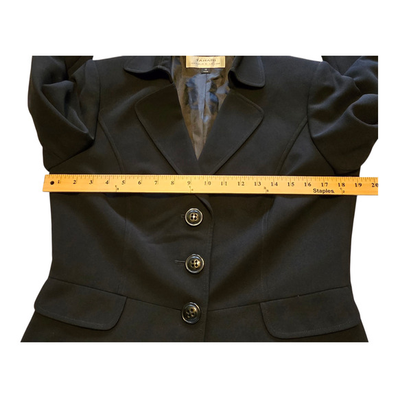Tahari Arthur S Levine Blazer Womens Size 10 Black Single Breasted Lined Career - Picture 9 of 10